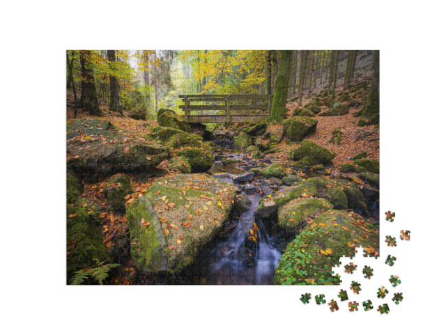 Puzzle 1000 Teile „Silberbachtal: der Teutoburger Wald im Herbst, Horn-Bad Meinberg, Detmold“