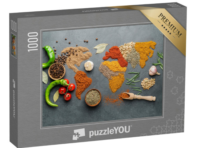 Puzzle 1000 Teile „Weltkarte aus verschiedenen Gewürzen“