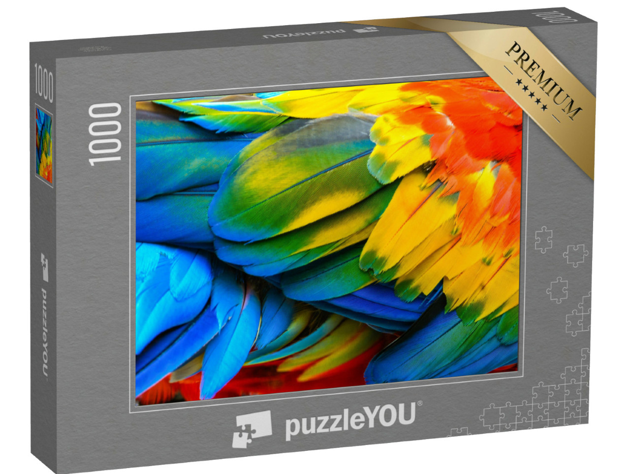 Puzzle 1000 Teile „Nahaufnahme des Gefieders eines Scharlacharas“