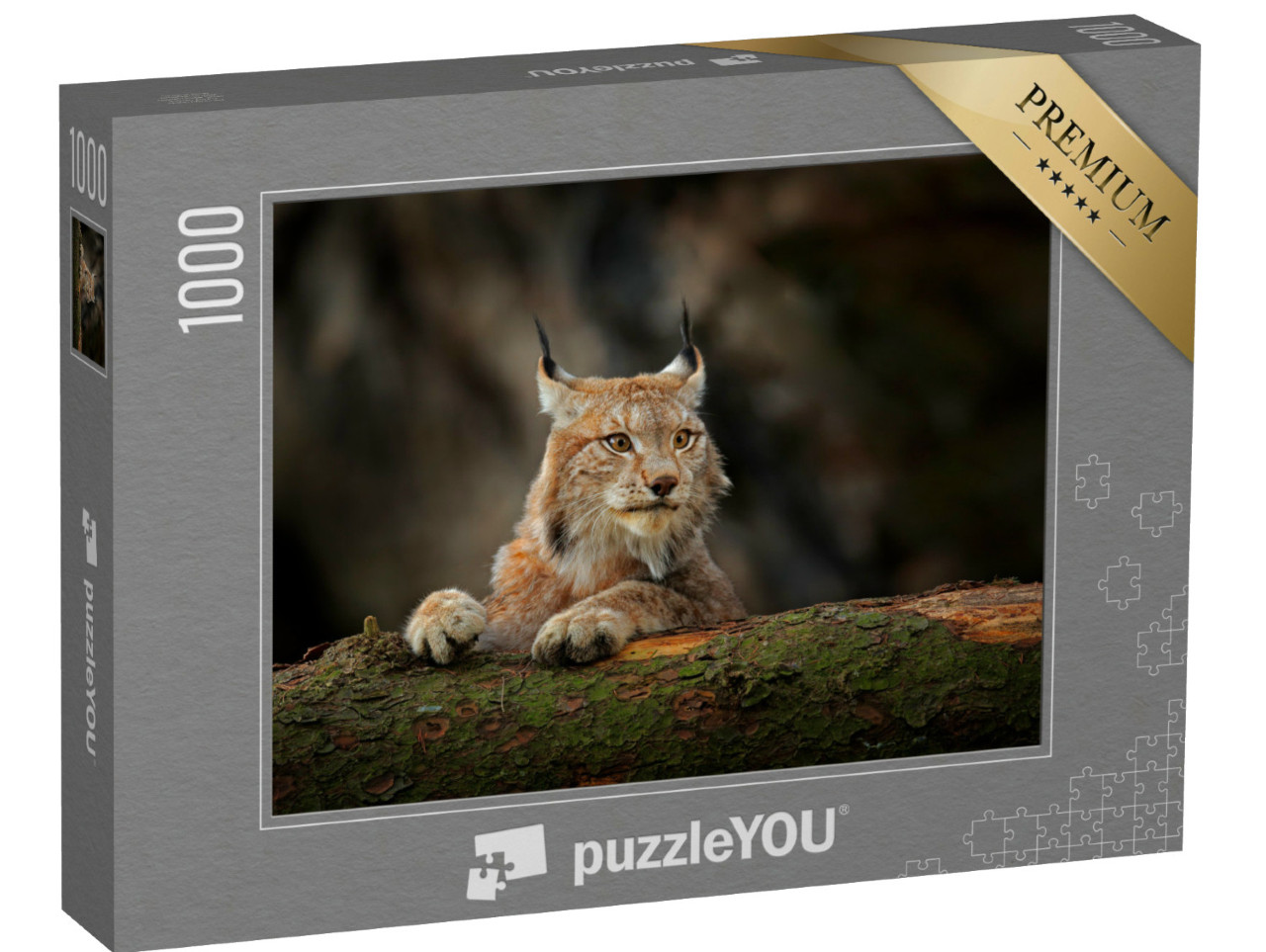 Puzzle 1000 Teile „Aufmerksamer Luchs im Wald“