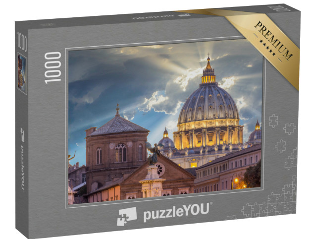 Puzzle 1000 Teile „Sonnenuntergang über der Petersbasilika, Vatikan, Rom“