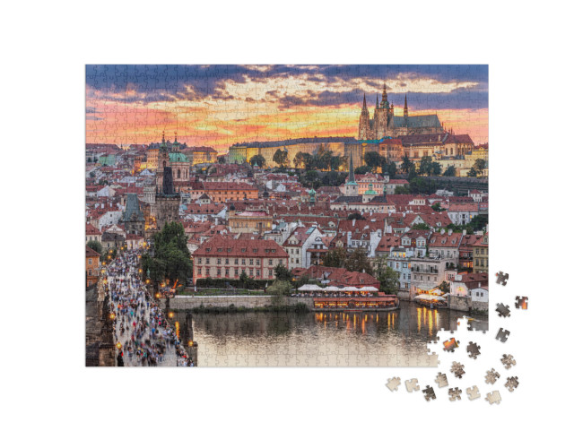 Puzzle 1000 Teile „Prag - Tschechische Republik - Blick auf die Karlsbrücke“