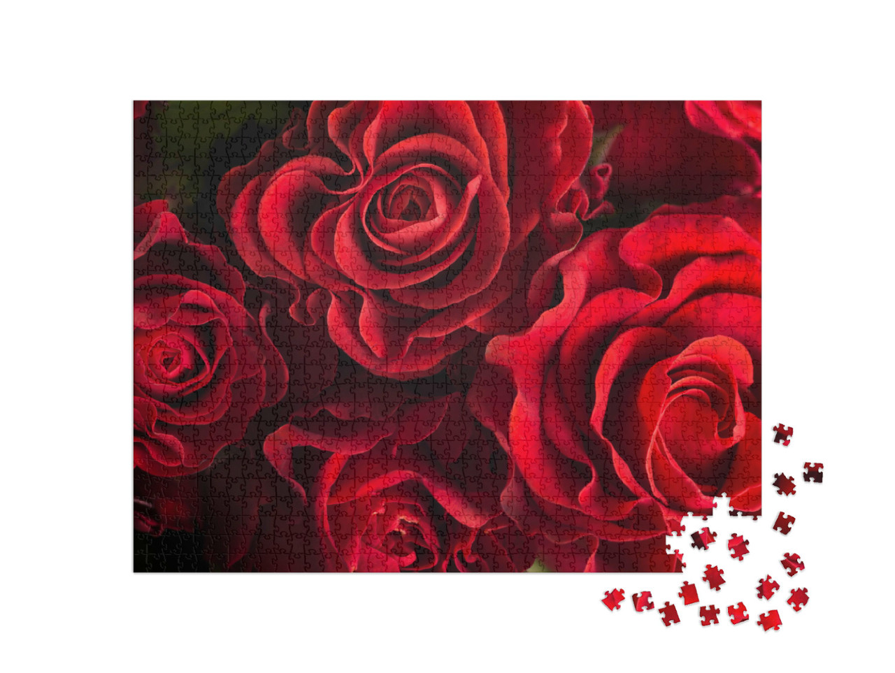 Puzzle 1000 Teile „Bouquet aus frischen roten Rosen“