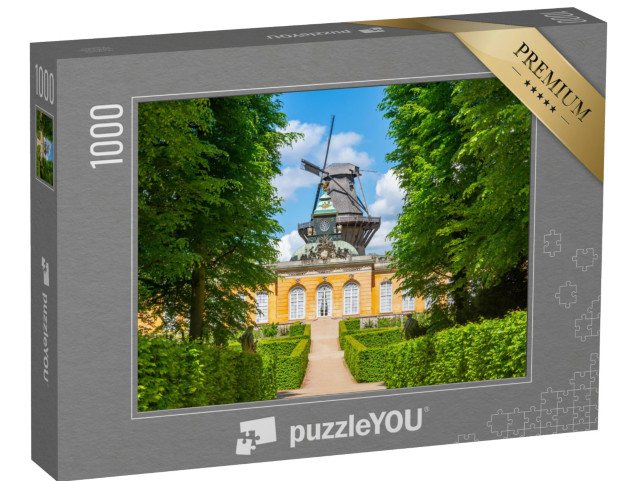 Puzzle 1000 Teile „Schloss Neue Kammern und Windmühle im Park Sanssouci, Potsdam“