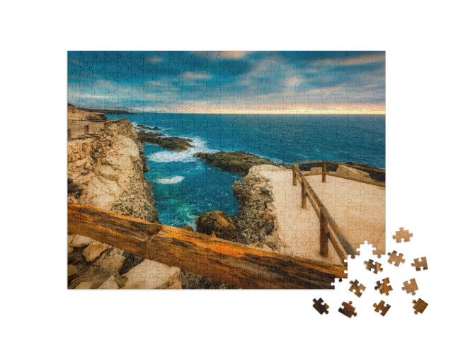 Puzzle 500 Teile „Ajuy Strand Fuerteventura im Sonnenuntergang“