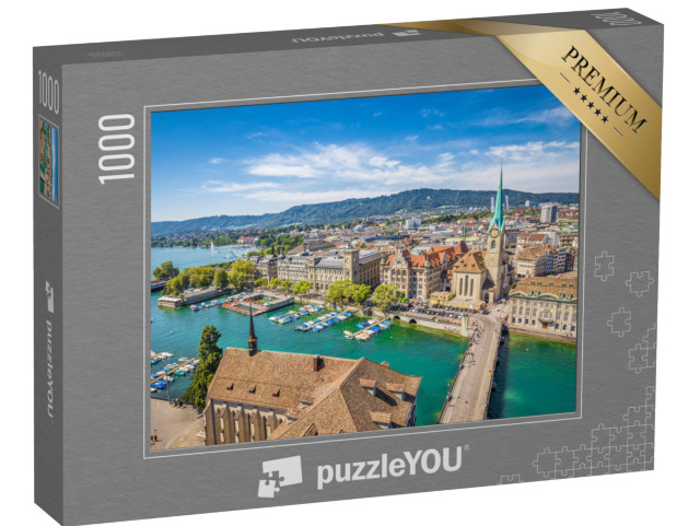 Puzzle 1000 Teile „Zürich mit der berühmten Fraumünsterkirche“