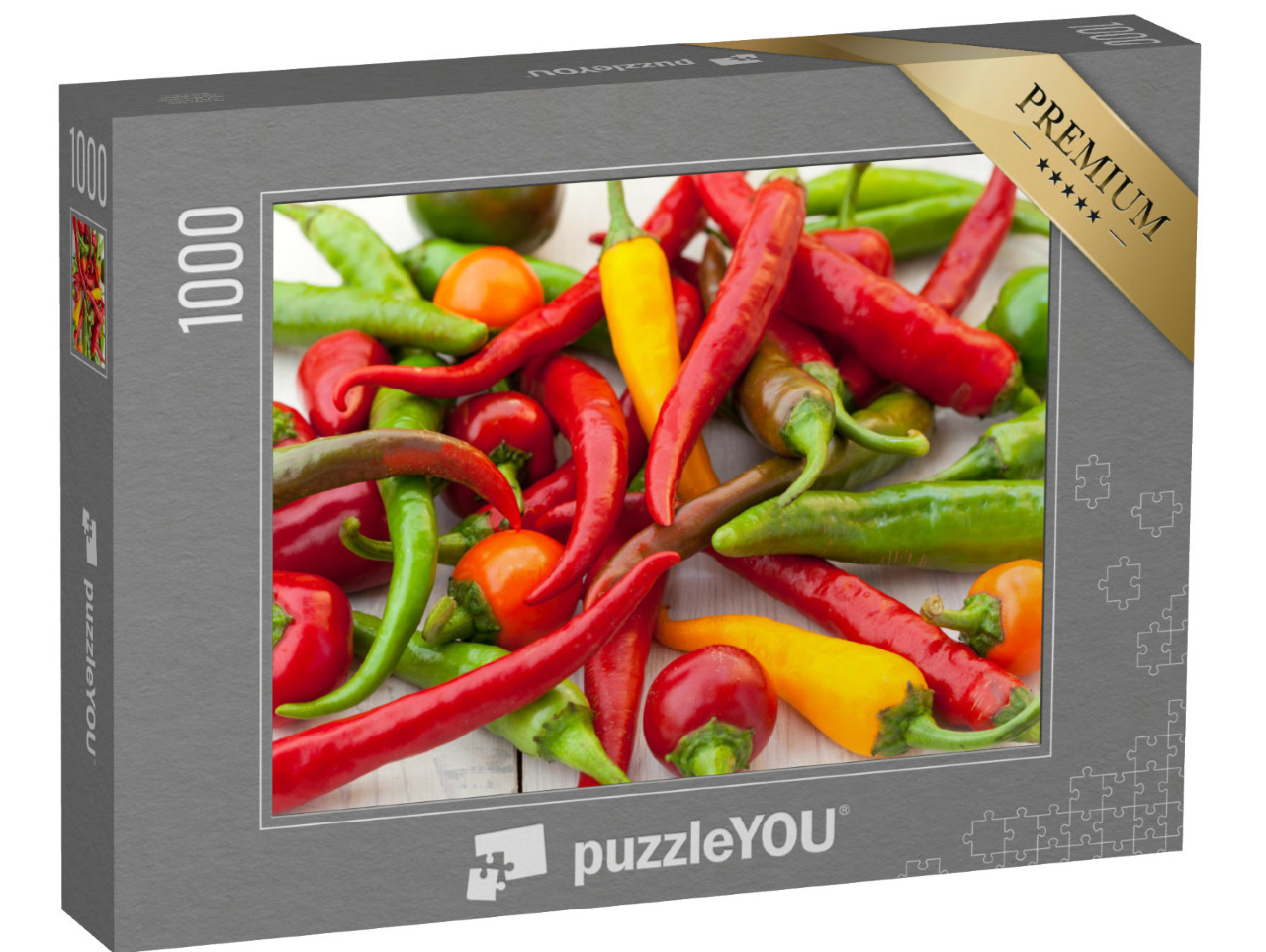 Puzzle 1000 Teile „Scharfe Chilischoten im Korb“