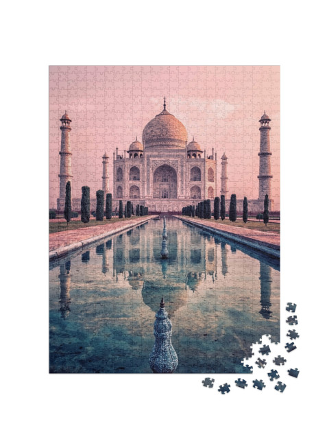 Puzzle 1000 Teile „Taj Mahal im Licht des Sonnenaufgangs, Agra, Indien“
