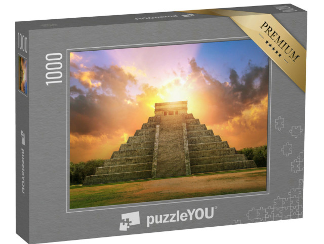 Puzzle 1000 Teile „Atemberaubender Sonnenuntergang, Chichén Itzá, Mexiko“