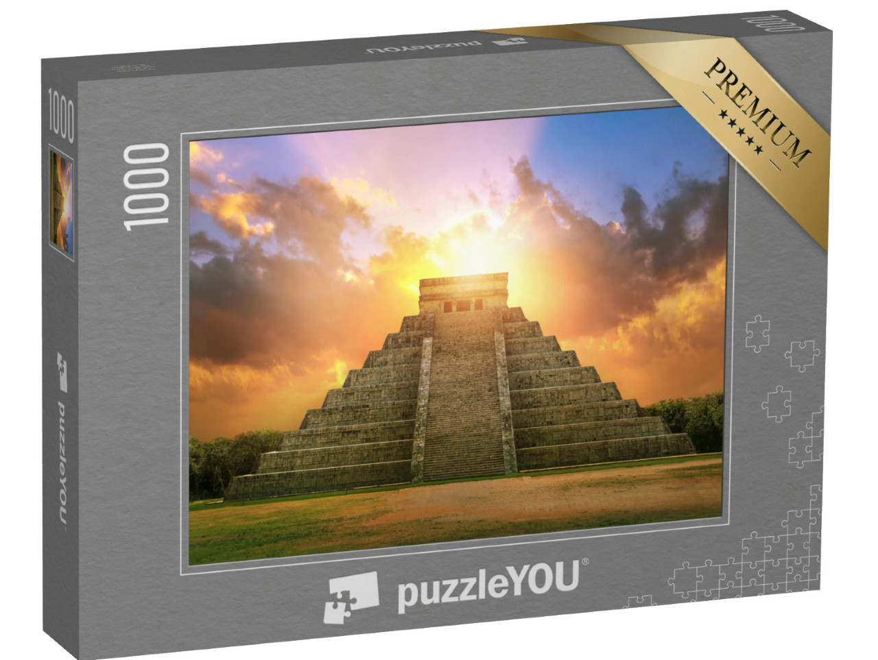 Puzzle 1000 Teile „Atemberaubender Sonnenuntergang, Chichén Itzá, Mexiko“
