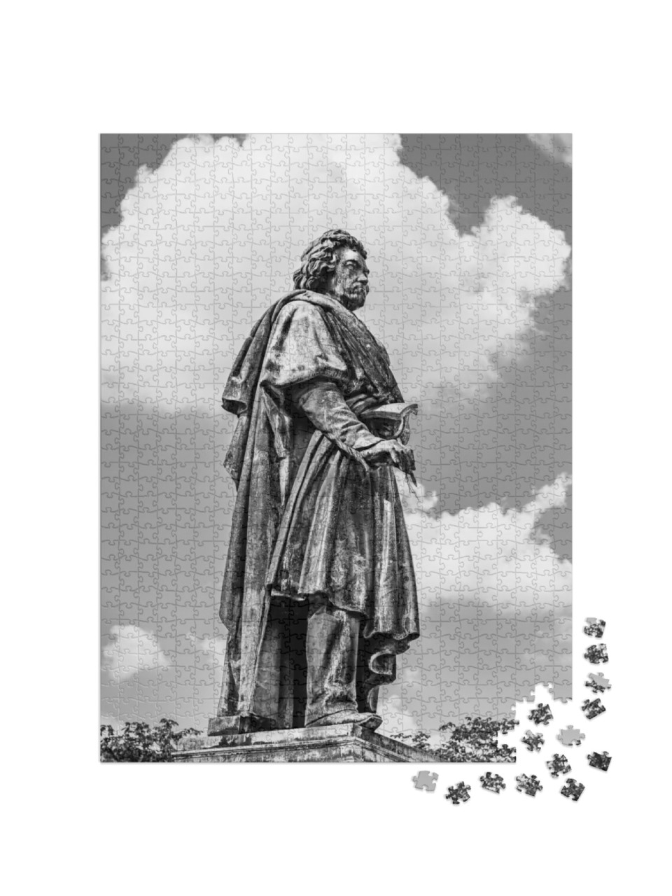 Puzzle 1000 Teile „Beethoven-Denkmal in Bonn, schwarz-weiß“