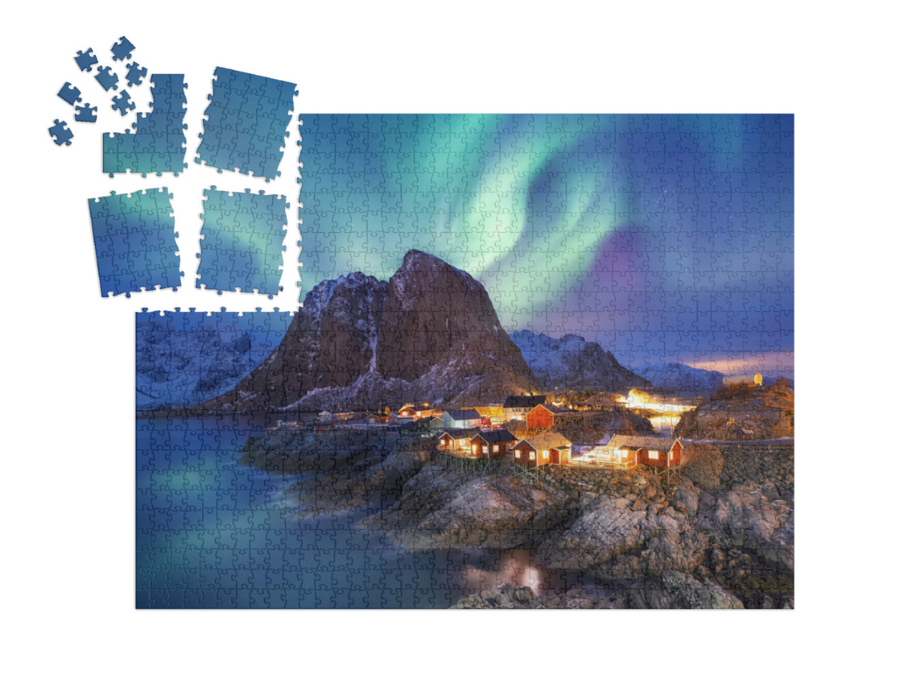 Puzzle „Aurora borealis auf den Lofoten, Norwegen“ | SMART SORTED® 1000 Teile