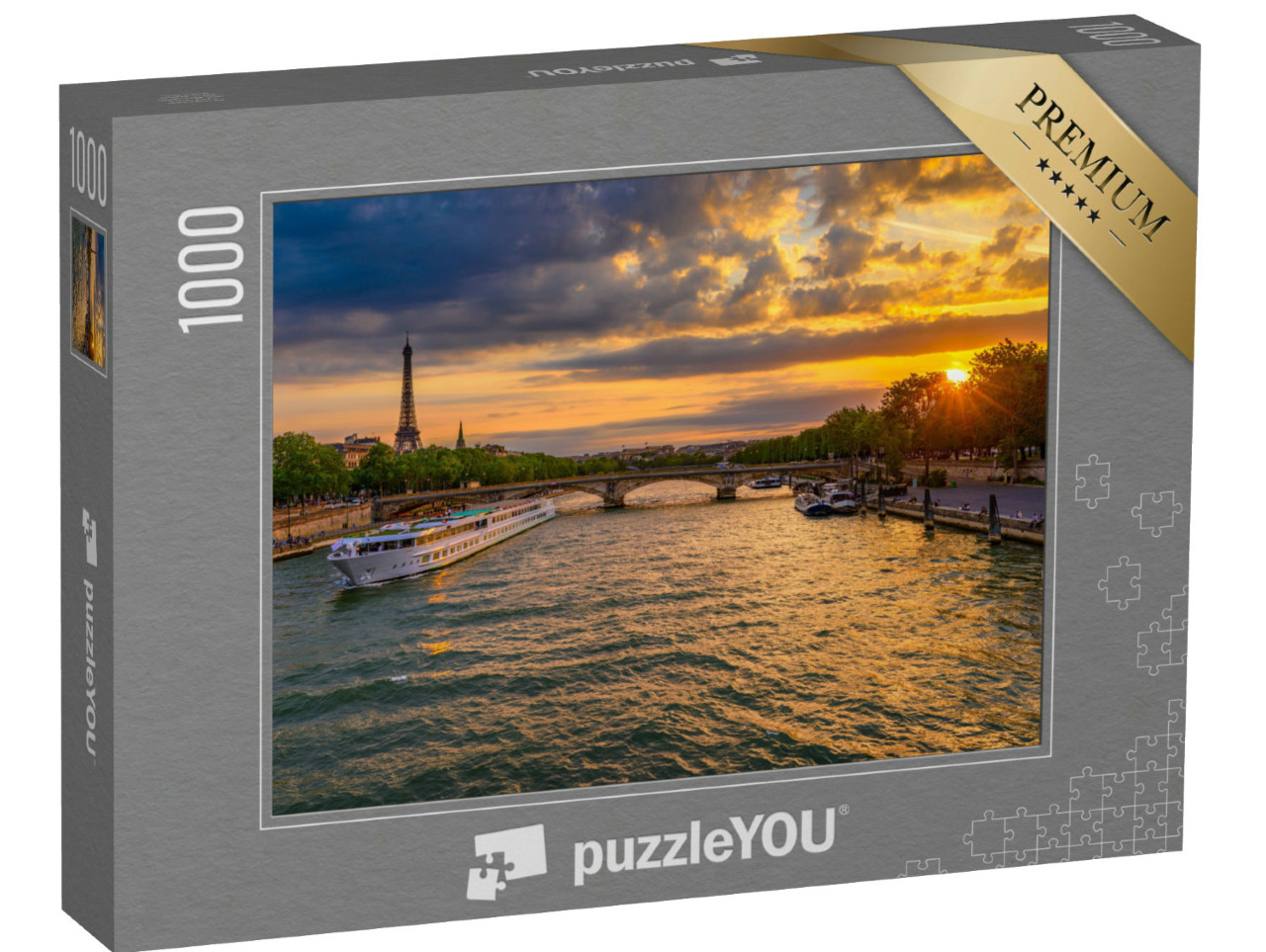 Puzzle 1000 Teile „Sonnenuntergang über der Seine in Paris“