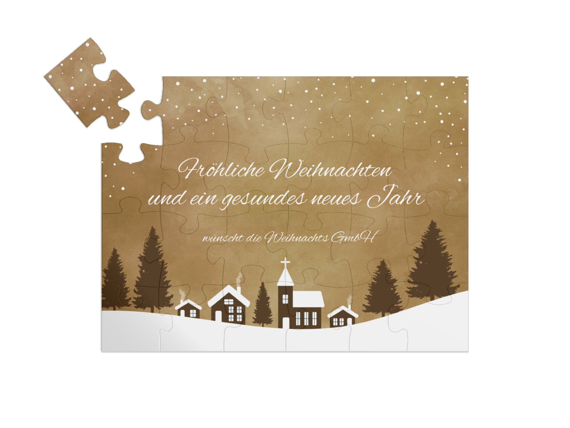 "Wintervillage" in Querformat gold