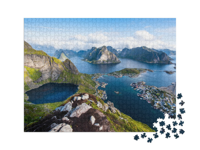 Puzzle 1000 Teile XXL „Blick auf atemberaubende Berge der Lofoten, Norwegen“