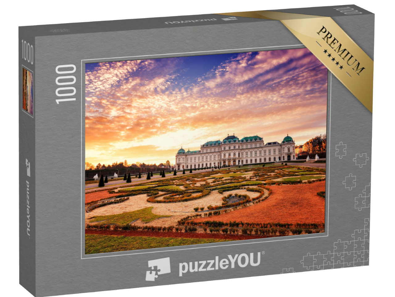 Puzzle 1000 Teile „Belvedere, Wien, Blick auf das Obere Schloss und den königlichen Garten“