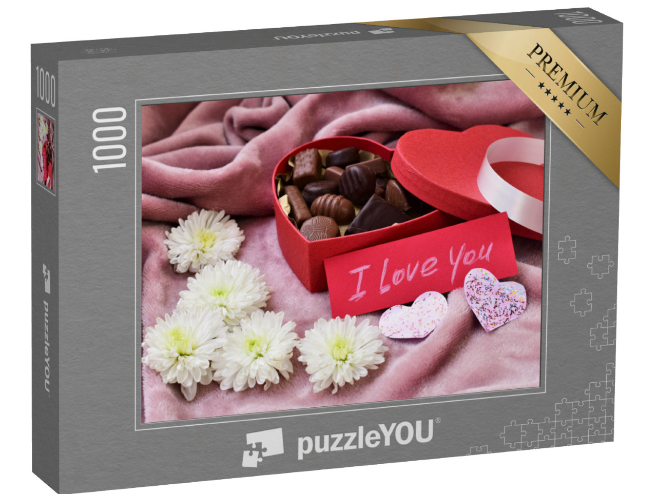Puzzle 1000 Teile „Ein Herz und Schokolade zum Valentinstag“