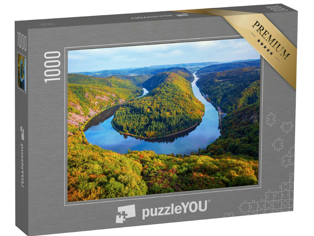 Puzzle 1000 Teile „Blick von der Cloef auf die Saarschleife in Mettlach, Saarland“