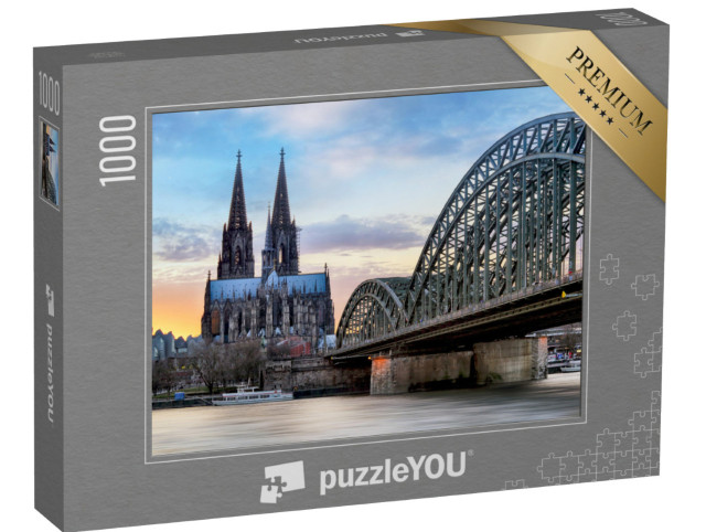 Puzzle 1000 Teile „Kölner Dom und Hohenzollernbrücke am Rhein“