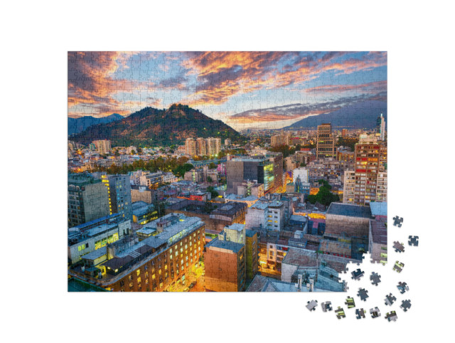 Puzzle 1000 Teile „Stadt Santiago de Chile nach Sonnenuntergang, Chile“