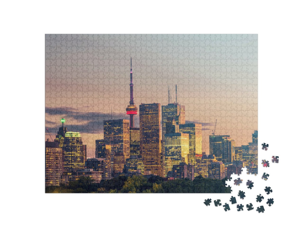 Puzzle 1000 Teile „Gebäude in der Stadt Toronto bei Nacht, Ontario, Kanada“