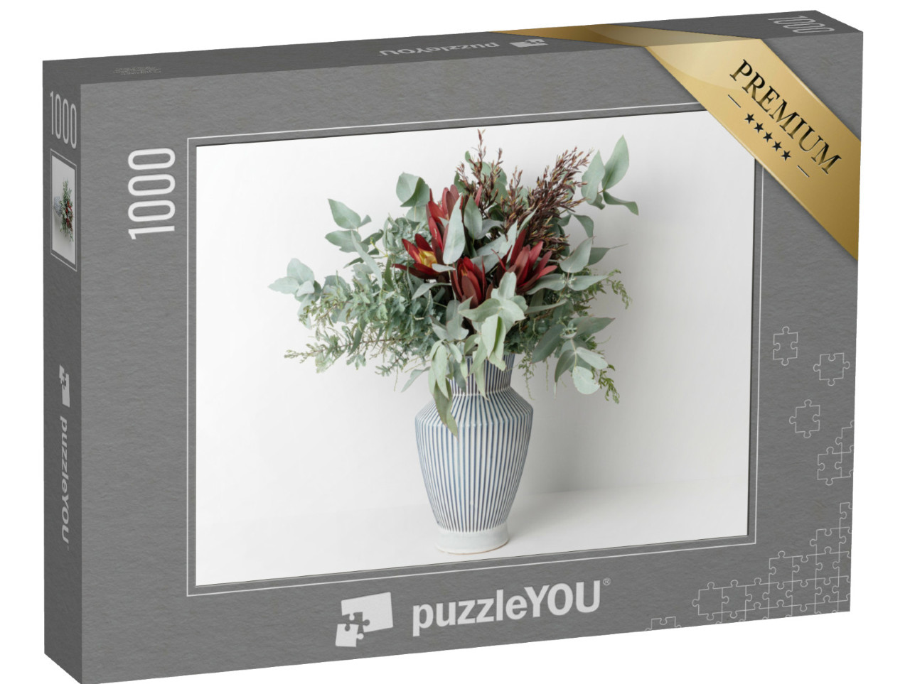 Puzzle 1000 Teile „Silvan Reds, Wattle-Laub und Eukalyptusblätter als australischer Blumenstrauß“