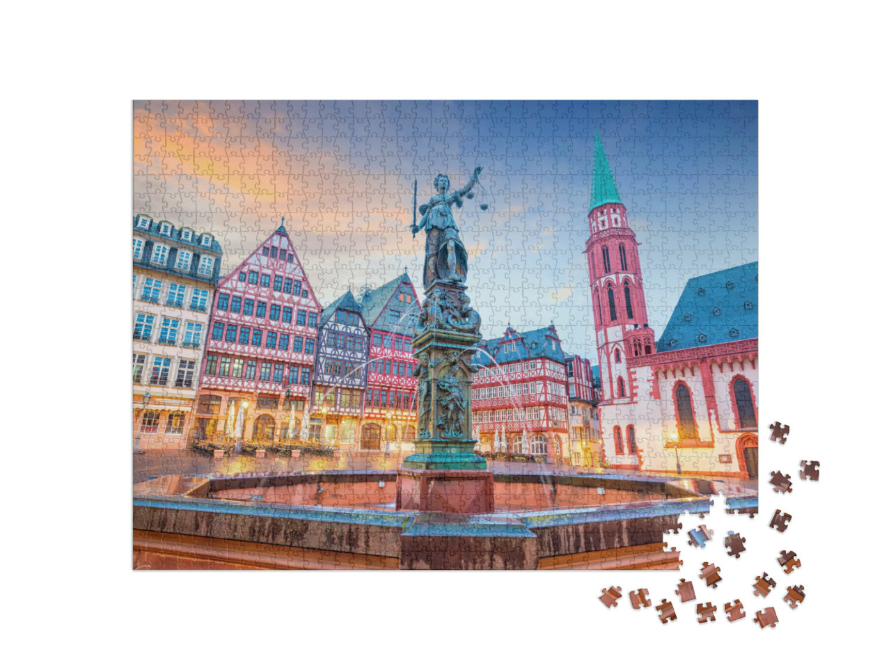 Puzzle 1000 Teile „Altstadtplatz Römerberg in Frankfurt, Deutschland“