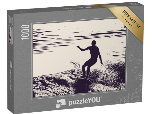 Puzzle 1000 Teile „Silhouette eines Surfers“