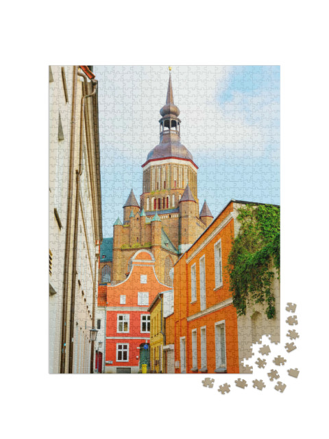 Puzzle 1000 Teile „Altstadt von Stralsund mit Kirche, Deutschland“