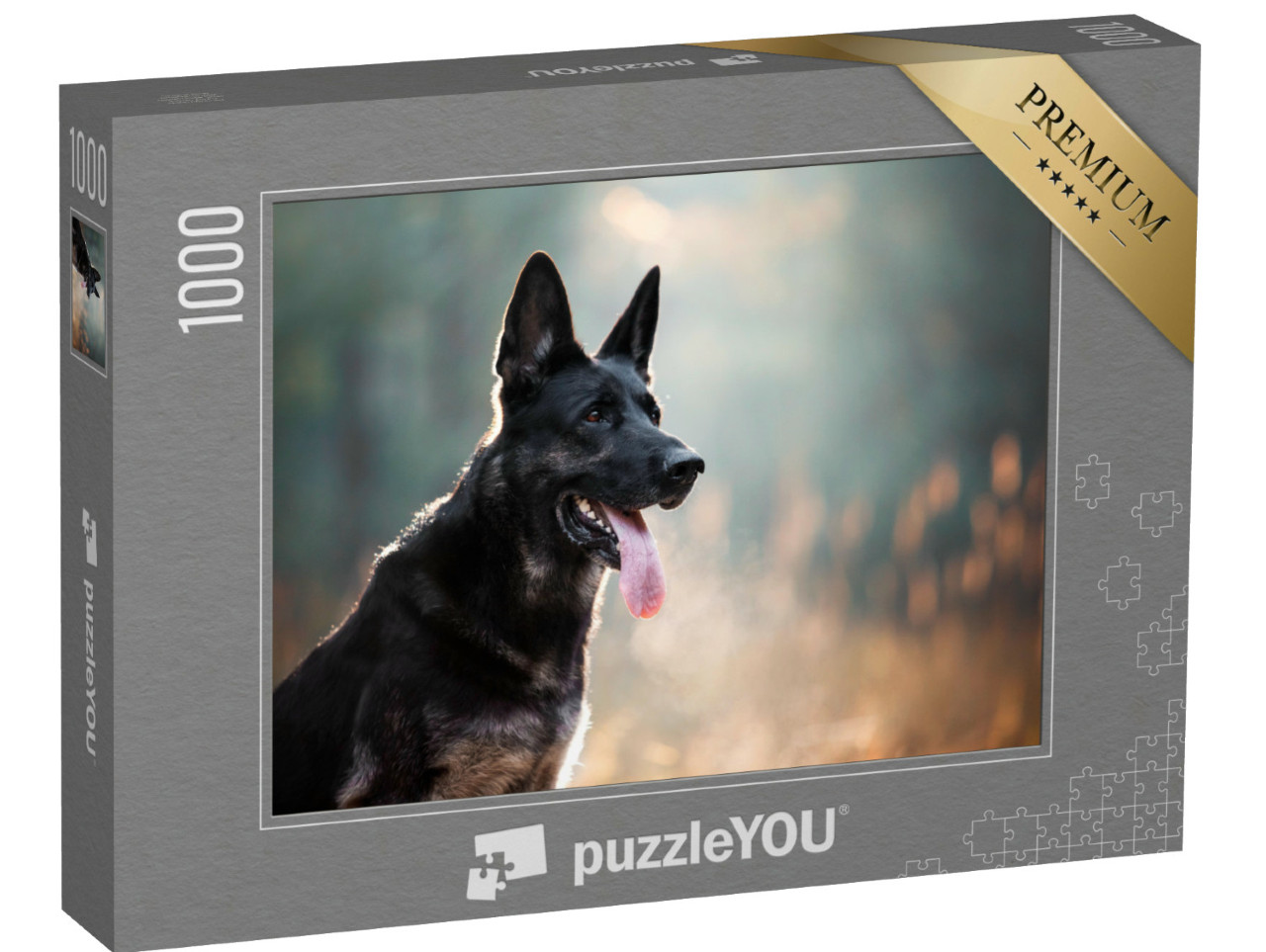 Puzzle 1000 Teile „Ein schwarzer Schäferhund in Nahaufnahme“