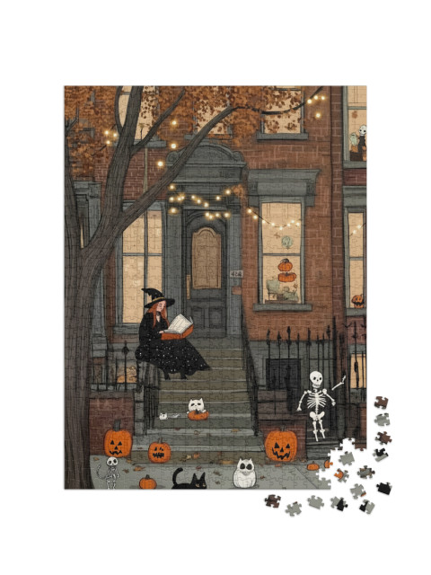 Puzzle 1000 Teile „Halloween Hauseingang“