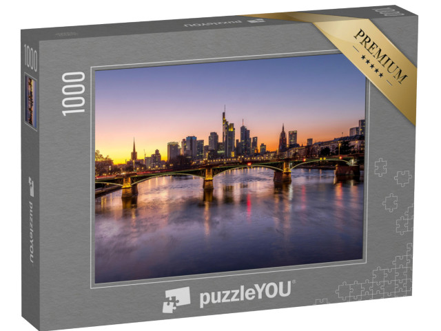 Puzzle 1000 Teile „Die Skyline von Frankfurt bei Sonnenuntergang“