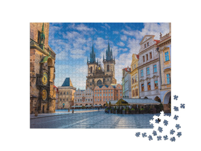 Puzzle 1000 Teile „Frühlingsmorgen: Altstädter Ring mit Tyn Kirche, Prag, Tschechische Republik“