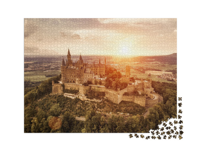 Puzzle 2000 Teile „Burg Hohenzollern bei Sonnenuntergang, Schwäbische Alb“