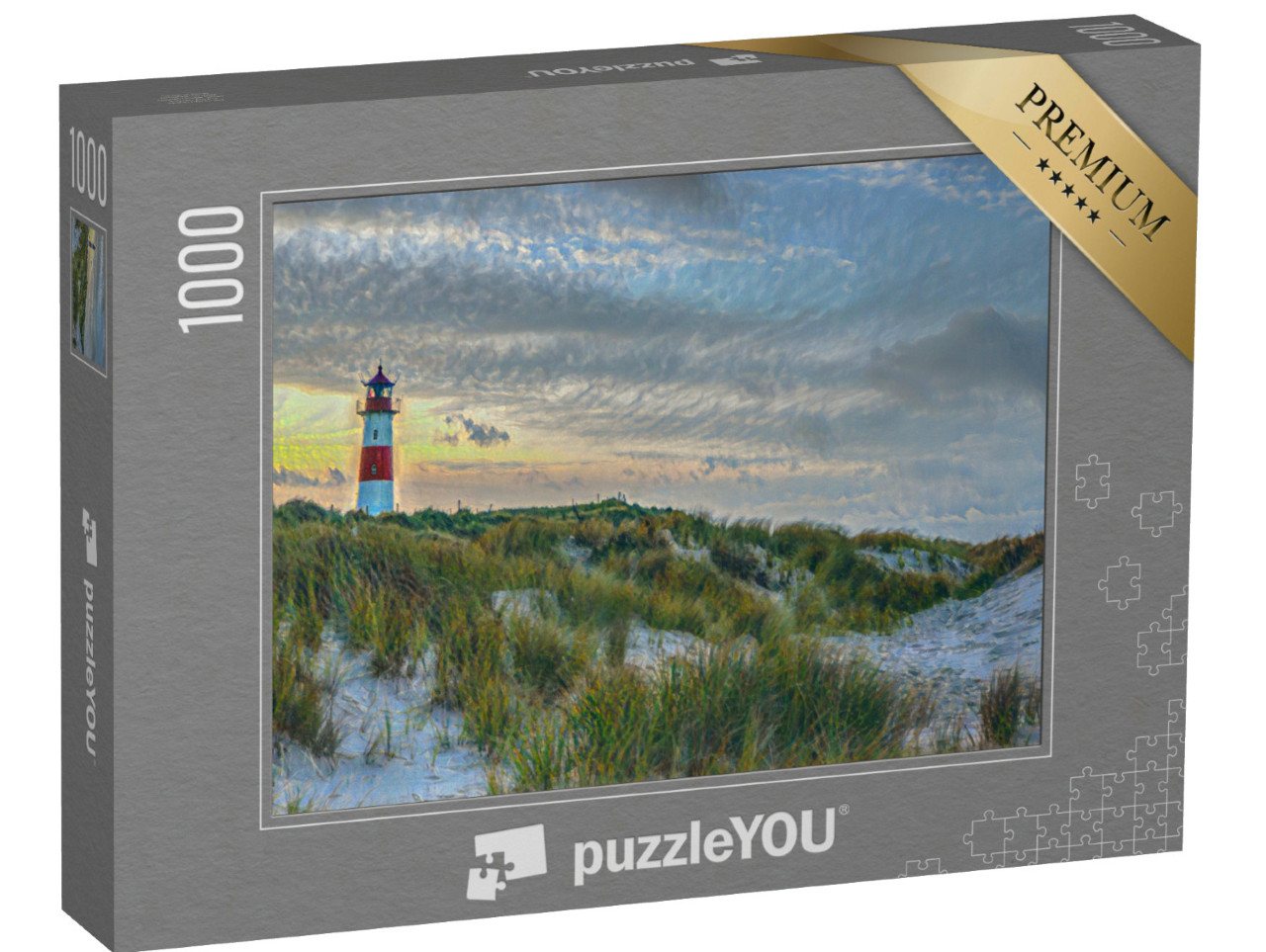 Puzzle 1000 Teile „im Kunst-Stil von Claude Monet - Nordischer Leuchtturm auf Sylt - Puzzle-Kollektion Künstler & Gemälde“