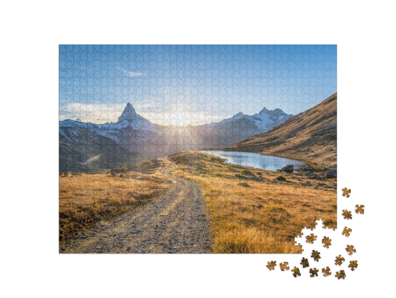 Puzzle 1000 Teile „Stellisee und Matterhorn in den Schweizer Alpen“