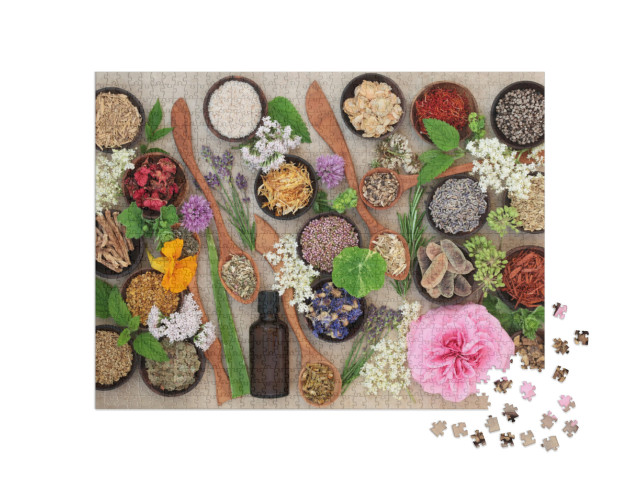 Puzzle 1000 Teile „Sortiment von getrockneten Blumen und Kräutern“