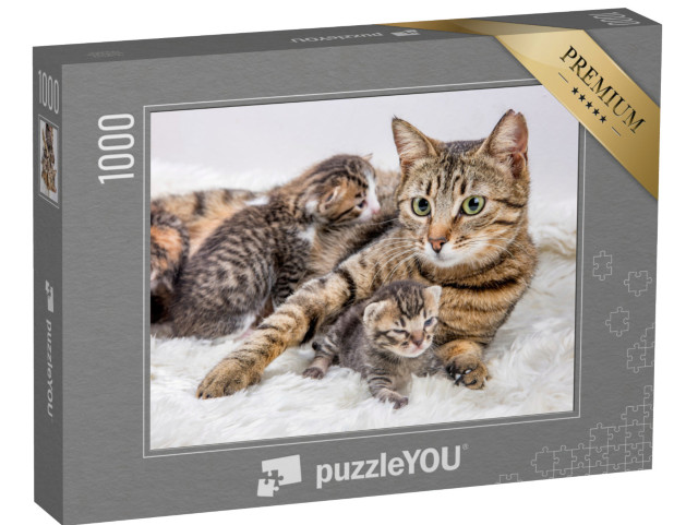 Puzzle 1000 Teile „Katzenmutter und Katzenbaby, Kitten“