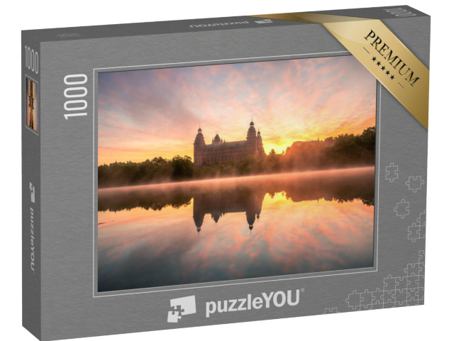 Puzzle 1000 Teile „Morgennebel über der Johannisburg in Aschaffenburg, Deutschland“