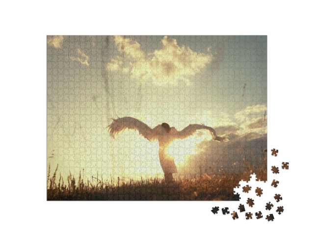 Puzzle 1000 Teile „Weißer Engel und Sonne“