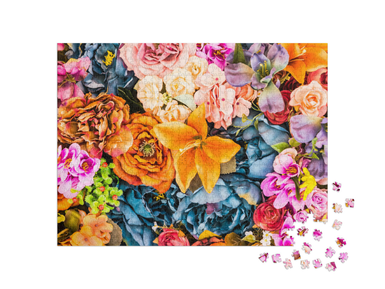 Puzzle 1000 Teile „Bunte Blumen in Nahaufnahme“