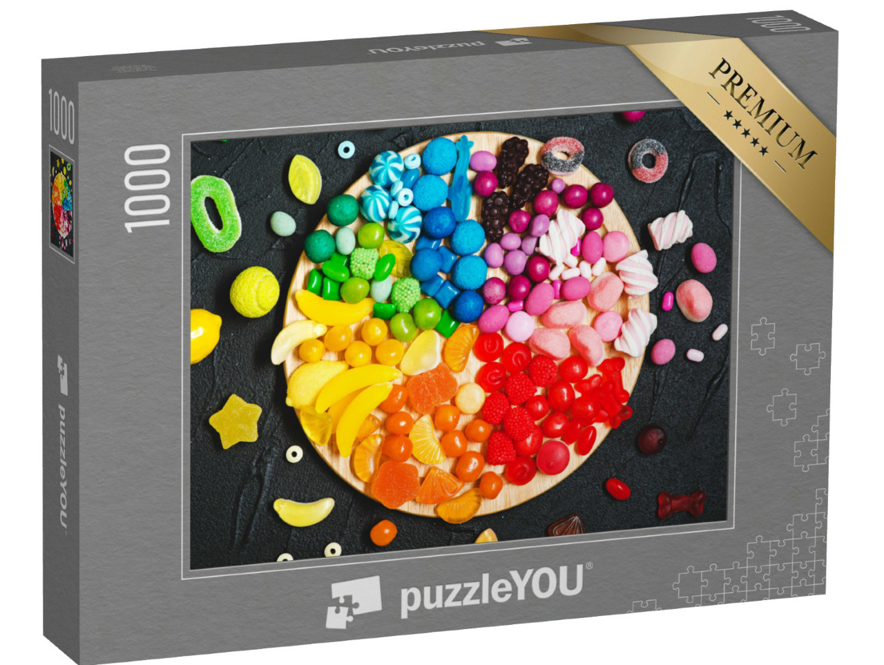 Puzzle 1000 Teile „Süßigkeiten, sortiert in Regenbogenfarben“
