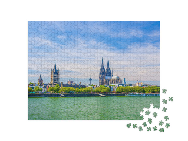 Puzzle 1000 Teile „Stadtzentrum mit Kölner Dom St. Peter am Rheinufer, Deutschland“