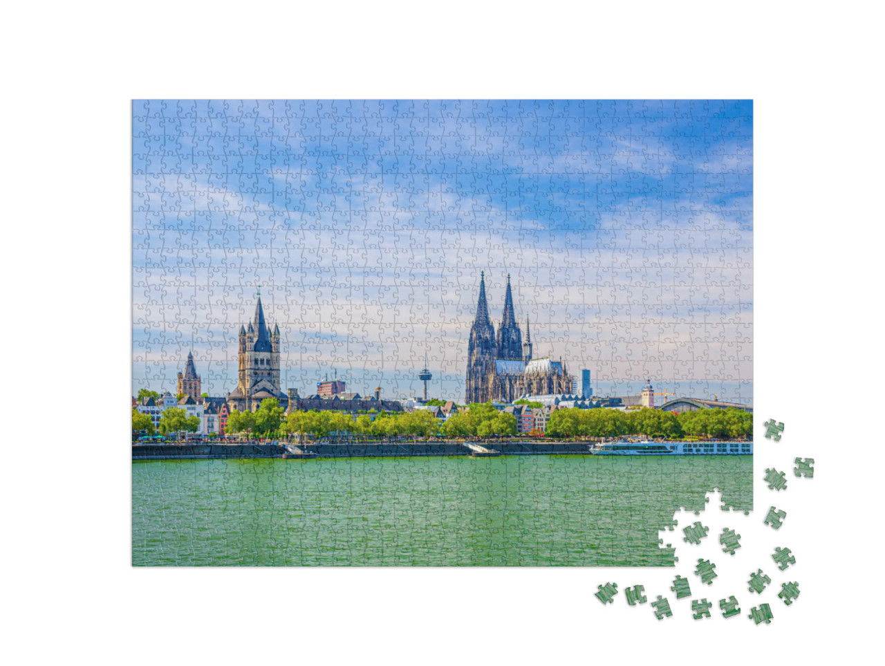 Puzzle 1000 Teile „Stadtzentrum mit Kölner Dom St. Peter am Rheinufer, Deutschland“