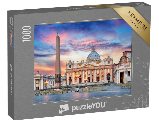 Puzzle 1000 Teile „Sonnenaufgang über dem Petersdom, Vatikanstadt, Rom“