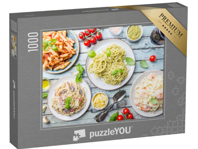 Puzzle 1000 Teile „Eine Auswahl an köstlichen Nudelgerichten“