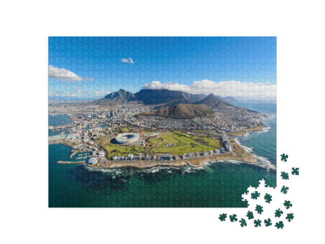 Puzzle 1000 Teile „Blick vom Hubschrauber: Luftaufnahme von Kapstadt, Südafrika“