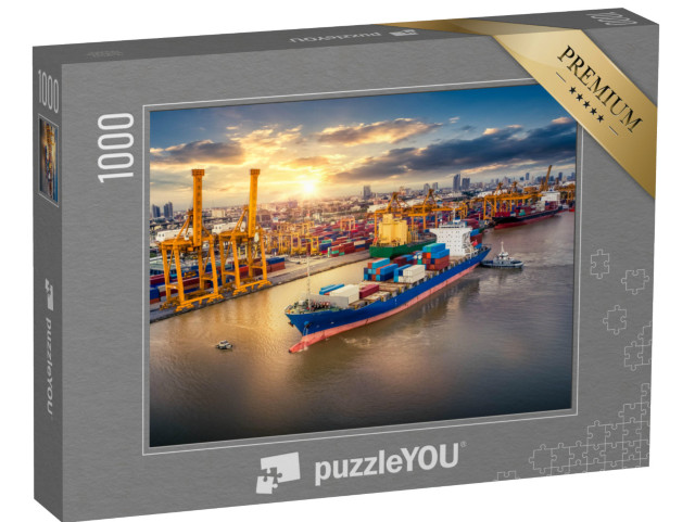 Puzzle 1000 Teile „Logistik und Transport am Containerhafen“