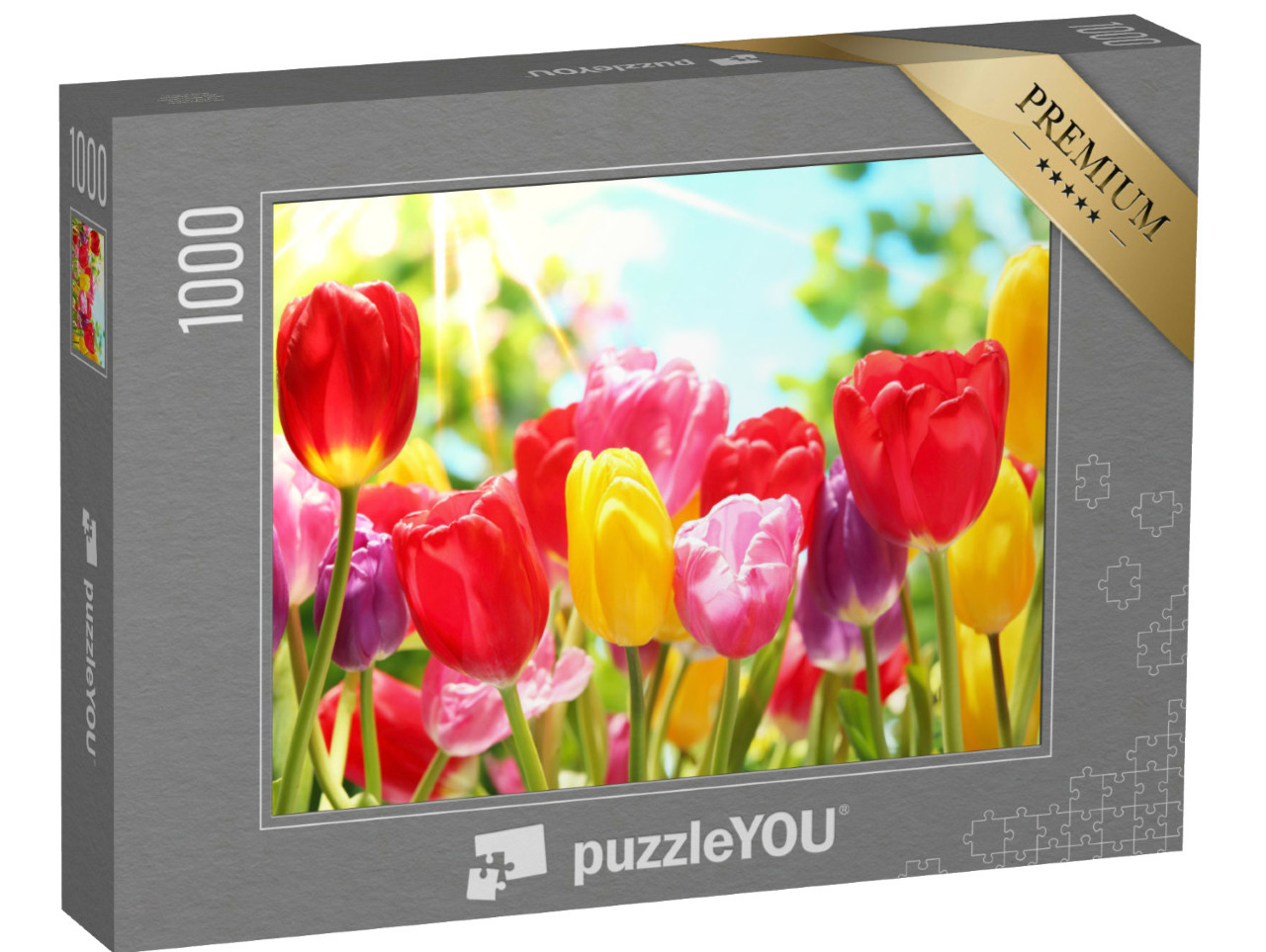 Puzzle 1000 Teile „Bunte Tulpen im warmen Sonnenlicht“