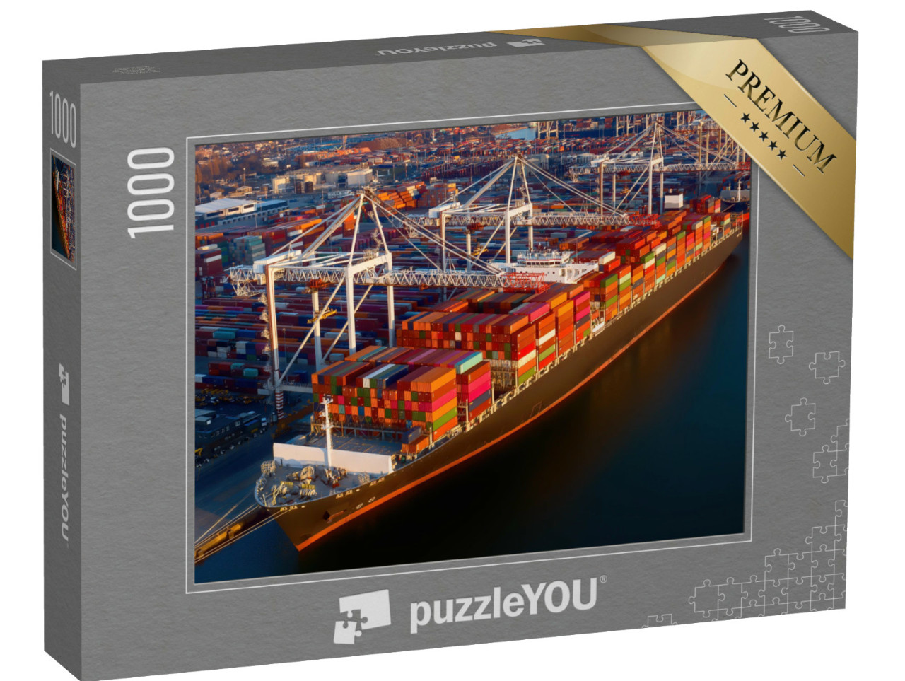 Puzzle 1000 Teile „Container auf einem riesigen Frachtschiff im Hafen von Southampton“